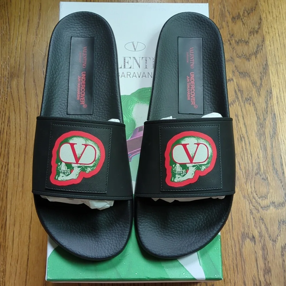 NIB Valentino Black Skull Pool Slide Undercover Jun Takahashi Collab Men's EU 45